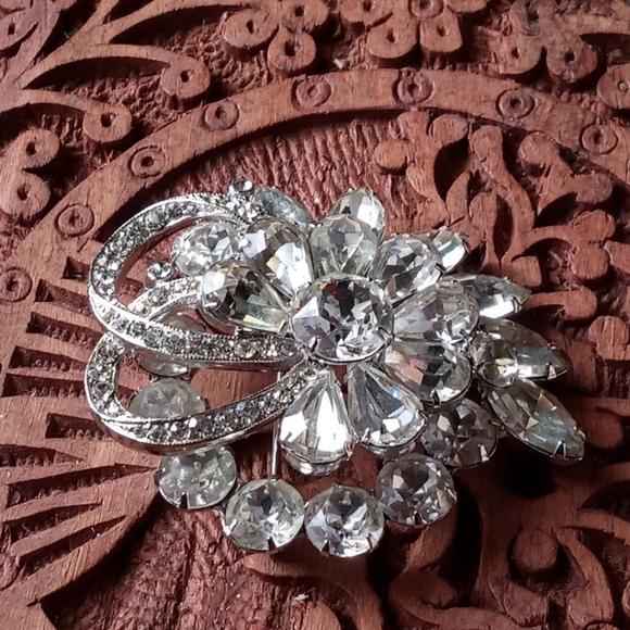 Eisenberg Mid-Century VTG Austrian Crystal Rhinestones Brooch + Earrings Set - Picture 9 of 16